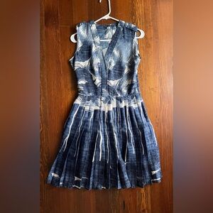 Tommy Hilfiger Navy and White Patterned Dress